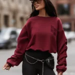 Bluza z marszczonym rękawem LaBalancia Remy bordo