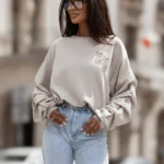 Bluza z marszczonym rękawem LaBalancia Remy ciemny beż melanż