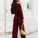 Sztruksowy komplet bluza ze spodniami LaBalancia Meggi bordo