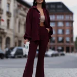 Komplet LaBalancia Blair koszula ze spodniami bordo
