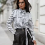 Elegancka koszula w paski LaBalancia Milo czarno-biała