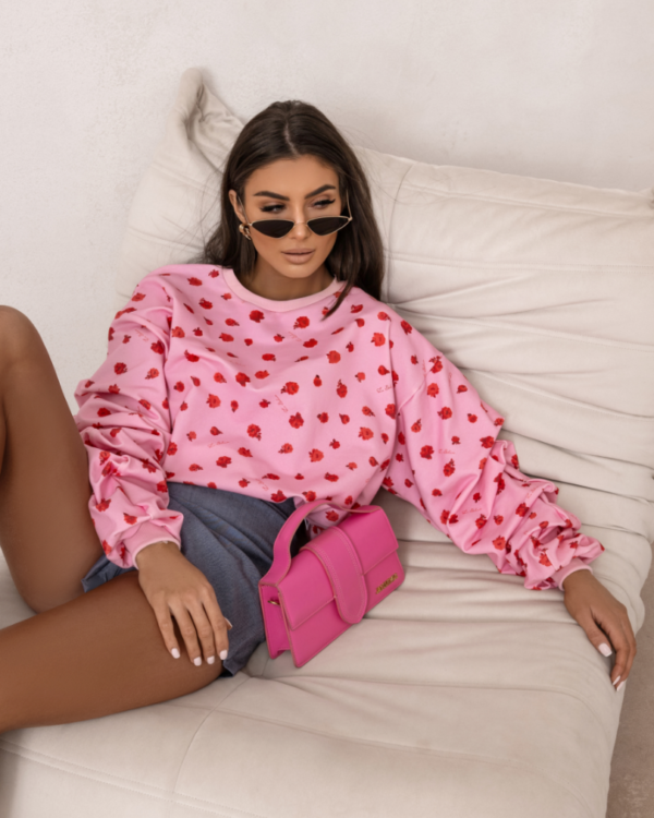 Bluza z marszczonym rękawem LaBalancia Remy różowa w kwiaty