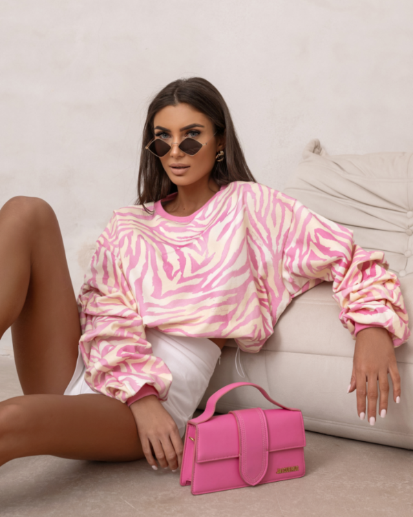 Bluza z marszczonym rękawem LaBalancia Remy różowa zebra