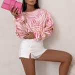 Bluza z marszczonym rękawem LaBalancia Remy różowa zebra