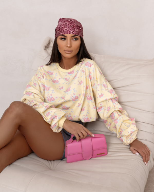 Bluza z marszczonym rękawem LaBalancia Remy żółta w kwiaty