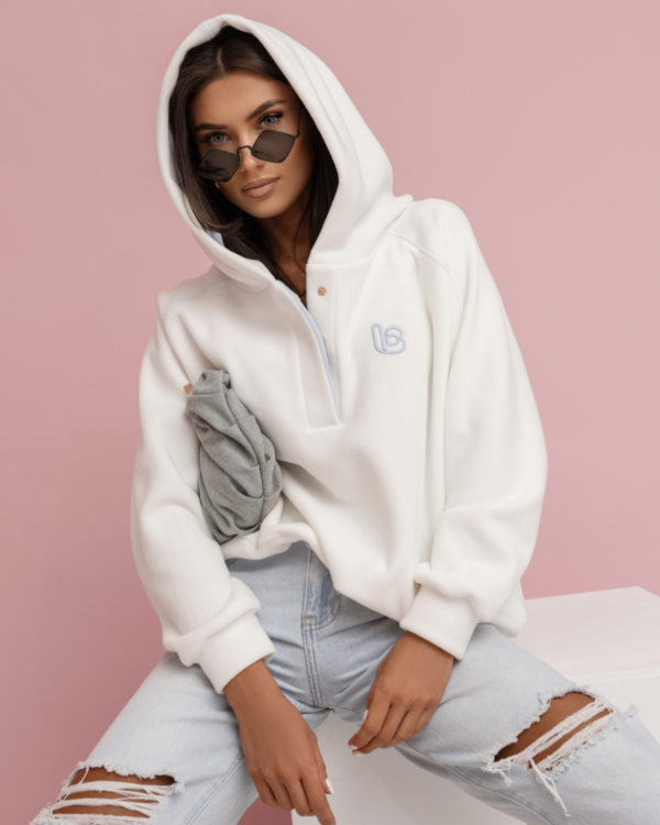 Bluza polarowa LaBalancia Loom ecru z błękitem