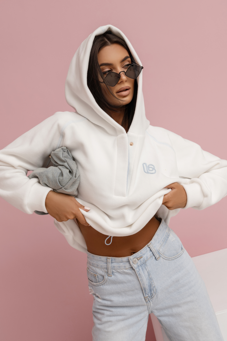 Bluza polarowa LaBalancia Loom ecru z błękitem