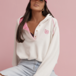 Bluza polarowa LaBalancia Loom ecru z różem