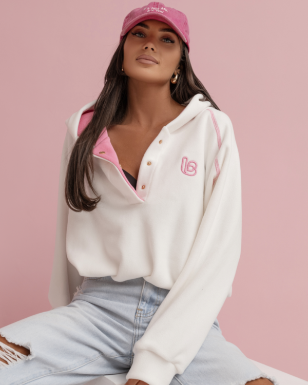 Bluza polarowa LaBalancia Loom ecru z różem