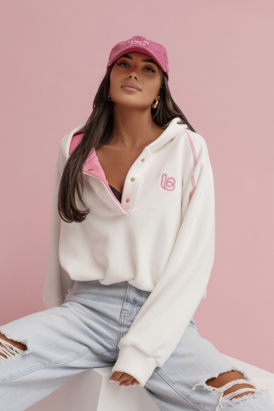 Bluza polarowa LaBalancia Loom ecru z różem