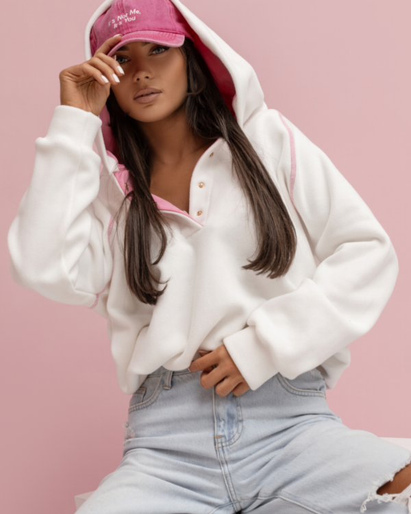 Bluza polarowa LaBalancia Loom ecru z różem