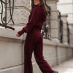 Sztruksowy komplet bluza ze spodniami LaBalancia Hope bordo