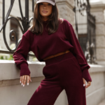 Sztruksowy komplet bluza ze spodniami LaBalancia Hope bordo