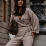 Sweterkowy komplet kimono ze spodniami LaBalancia Sienna beż