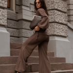 Sweterkowy komplet kimono ze spodniami LaBalancia Sienna brąz