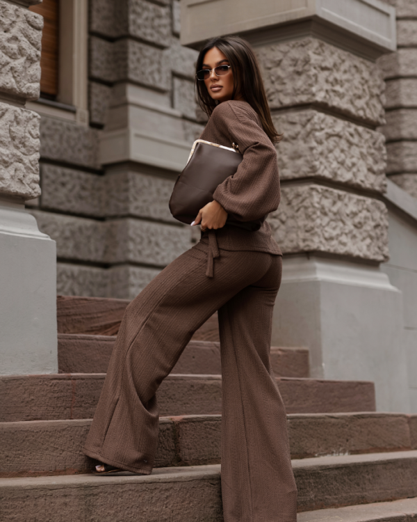 Sweterkowy komplet kimono ze spodniami LaBalancia Sienna brąz