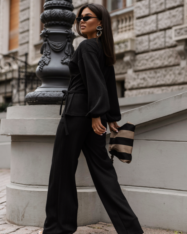 Sweterkowy komplet kimono ze spodniami LaBalancia Sienna czarny