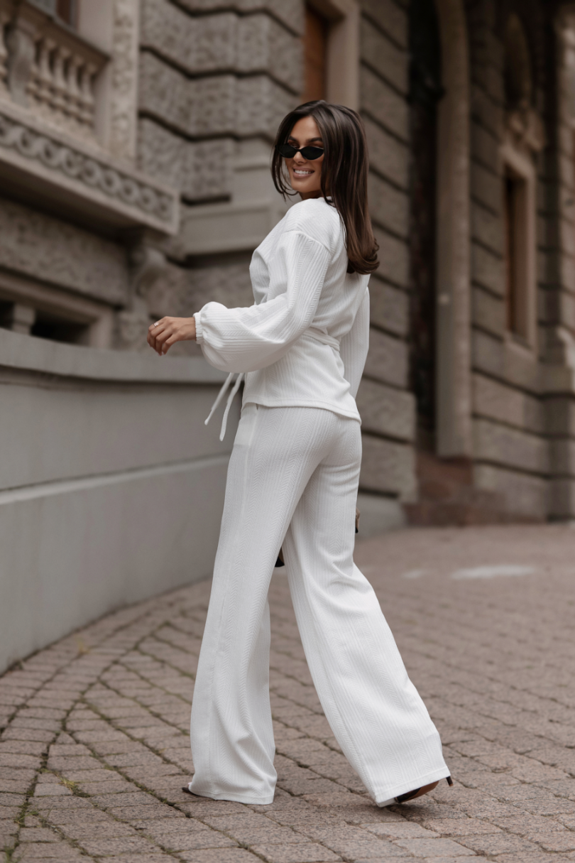 Sweterkowy komplet kimono ze spodniami LaBalancia Sienna ecru