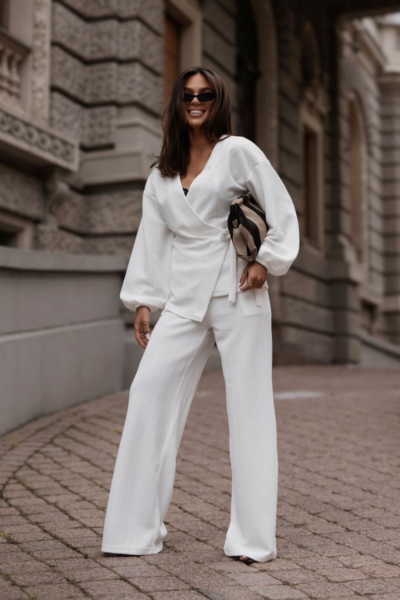 Sweterkowy komplet kimono ze spodniami LaBalancia Sienna ecru