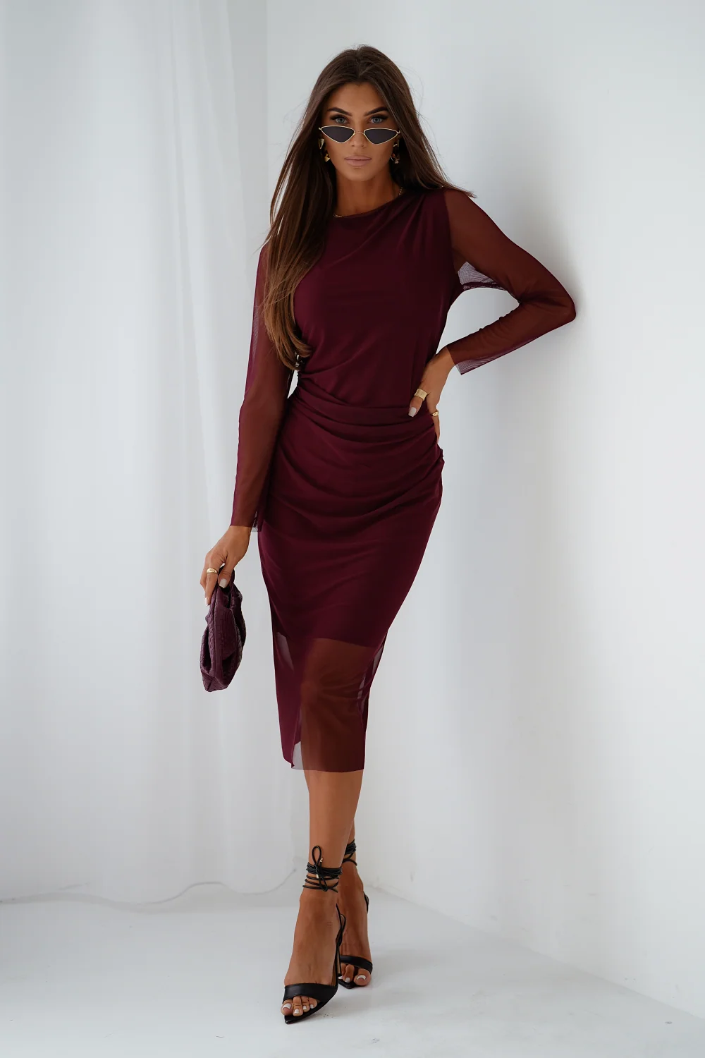 Tiulowa sukienka LaBalancia Lush bordo