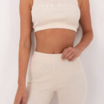 Sportowy komplet top z legginsami Jack Wills ecru