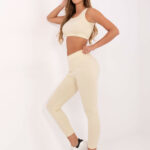 Sportowy komplet top z legginsami Jack Wills jasny beż
