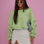 Bluza z marszczonym rękawem LaBalancia Remy matcha