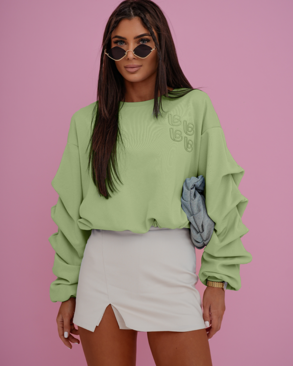 Bluza z marszczonym rękawem LaBalancia Remy matcha