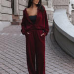 Komplet rozpinana bluza ze spodniami LaBalancia Brooklyn bordo
