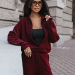 Komplet rozpinana bluza ze spodniami LaBalancia Brooklyn bordo