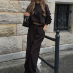 Komplet bluza ze spodniami baggy LaBalancia Gigi brąz