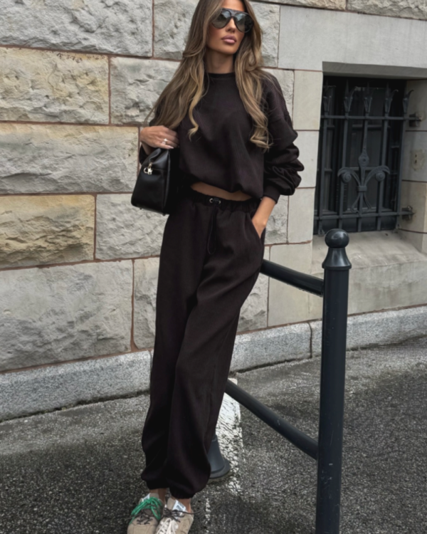 Komplet bluza ze spodniami baggy LaBalancia Gigi brąz