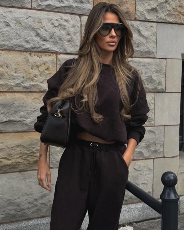 Komplet bluza ze spodniami baggy LaBalancia Gigi brąz