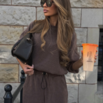 Komplet bluza ze spodniami baggy LaBalancia Gigi ciemne fango
