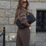 Komplet bluza ze spodniami baggy LaBalancia Gigi ciemne fango
