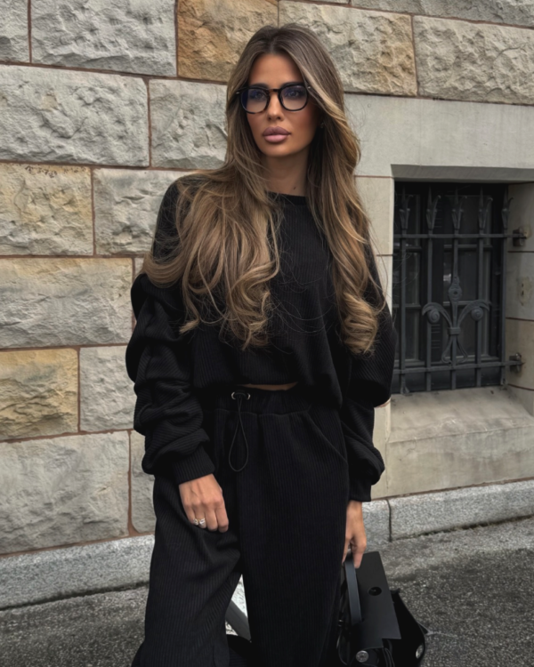 Komplet bluza ze spodniami baggy LaBalancia Gigi czarny
