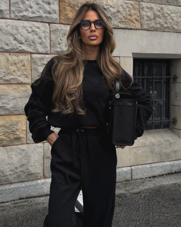 Komplet bluza ze spodniami baggy LaBalancia Gigi czarny