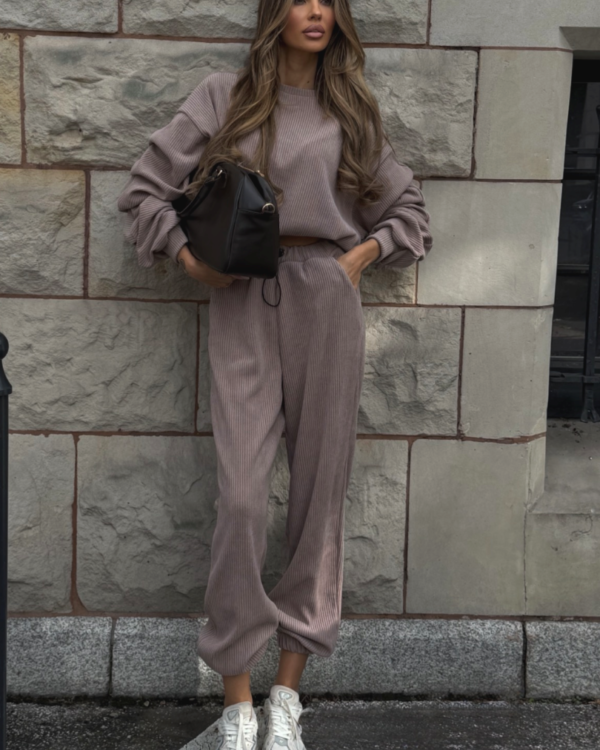 Komplet bluza ze spodniami baggy LaBalancia Gigi fango