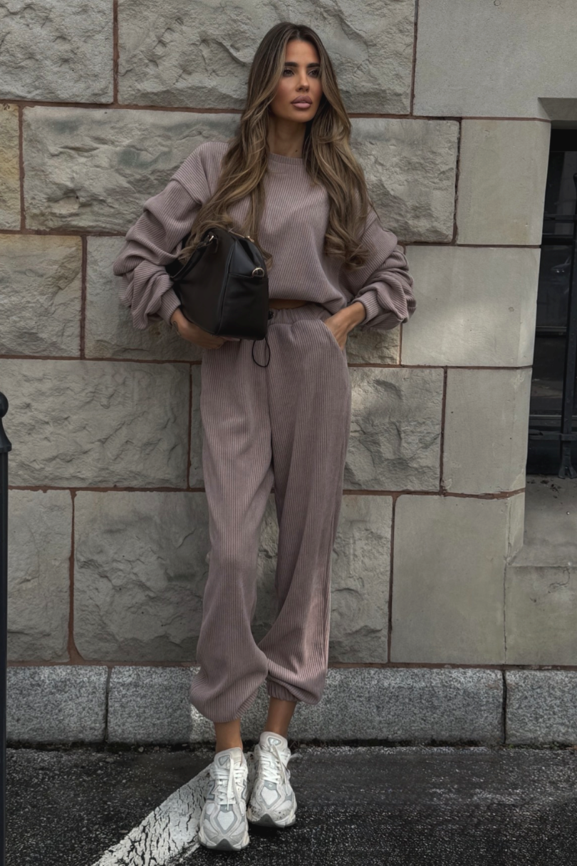 Komplet bluza ze spodniami baggy LaBalancia Gigi fango