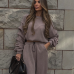 Komplet bluza ze spodniami baggy LaBalancia Gigi fango