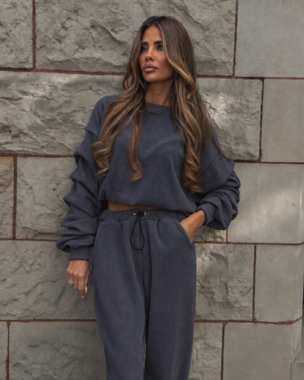Komplet bluza ze spodniami baggy LaBalancia Gigi grafit