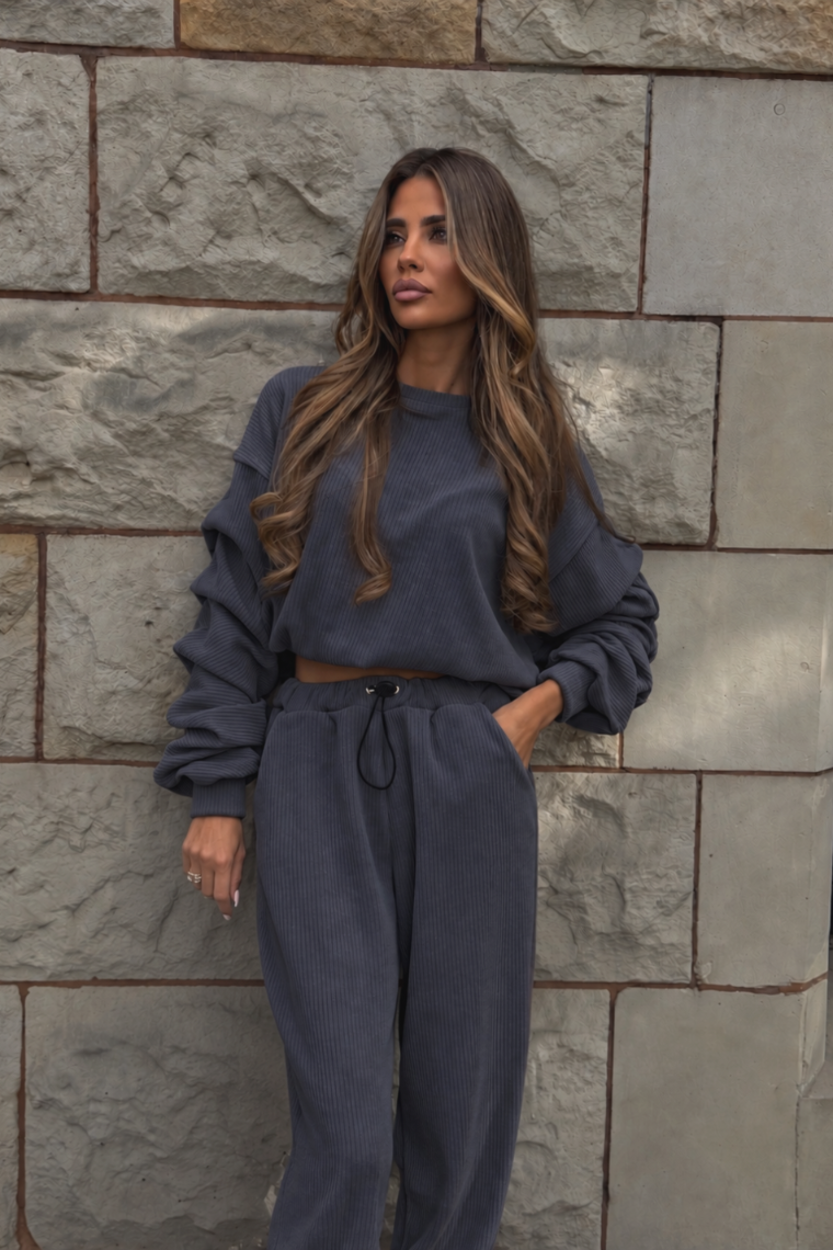 Komplet bluza ze spodniami baggy LaBalancia Gigi grafit