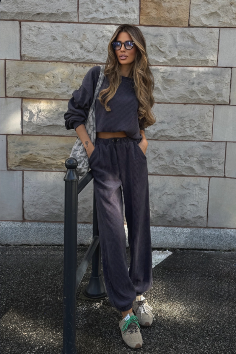 Komplet bluza ze spodniami baggy LaBalancia Gigi grafit