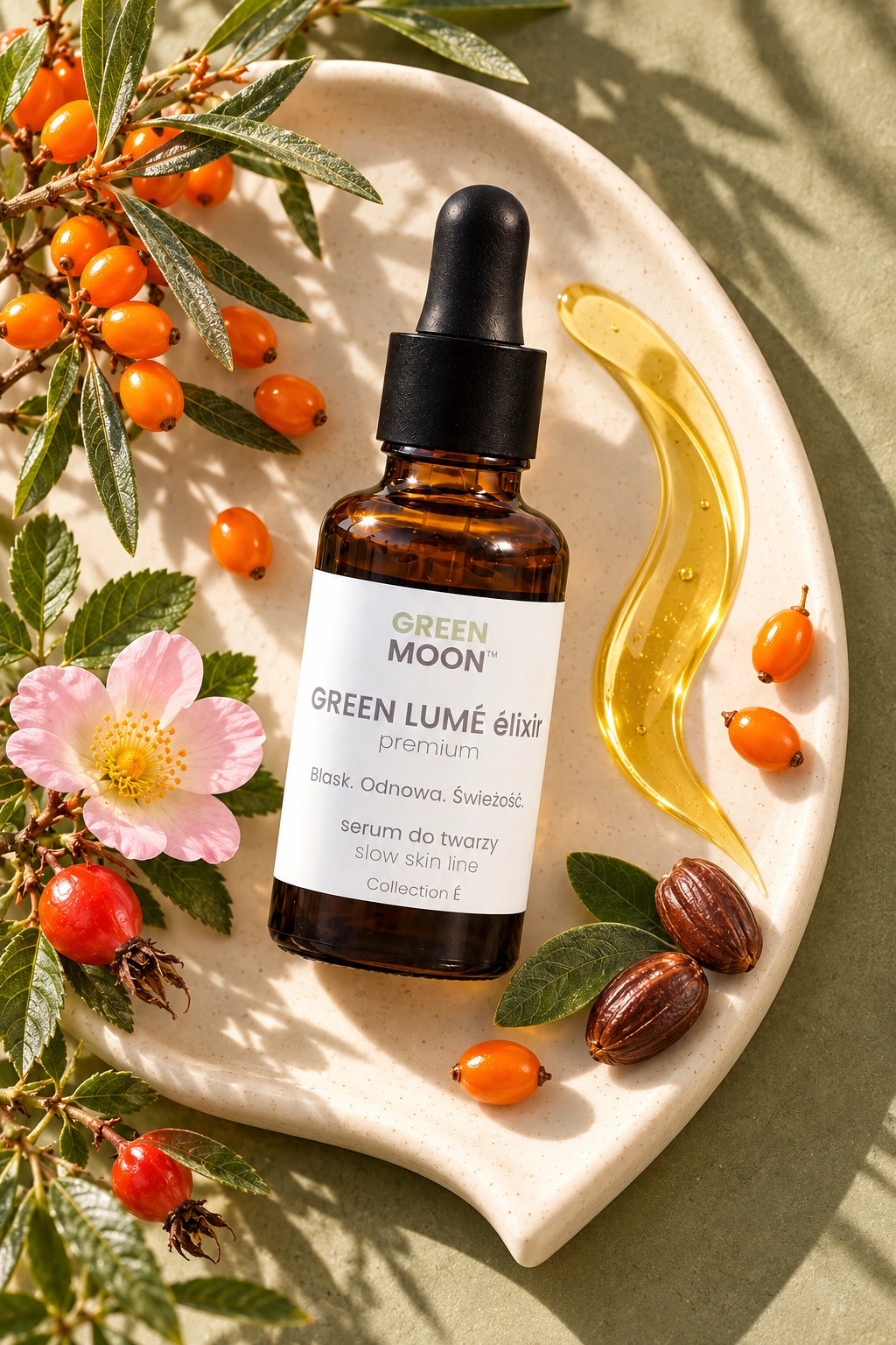 Serum z roślinnym retinolem i witaminą E do skóry dojrzałej GREEN LUMÉ élixir premium Green Moon