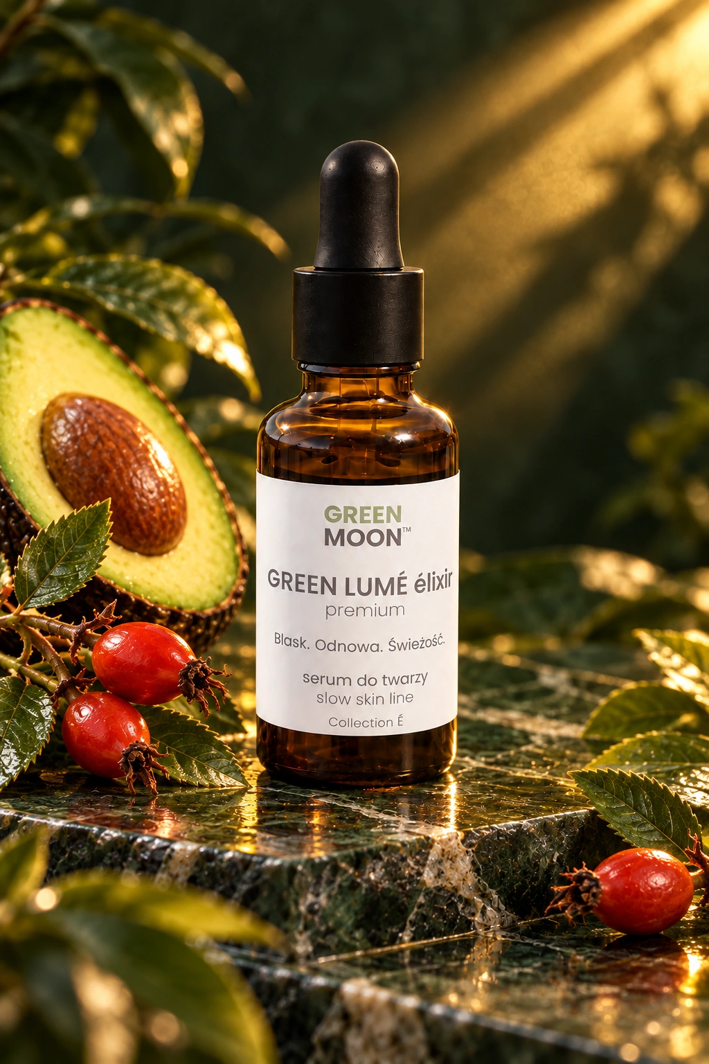 Serum z roślinnym retinolem i witaminą E do skóry dojrzałej GREEN LUMÉ élixir premium Green Moon