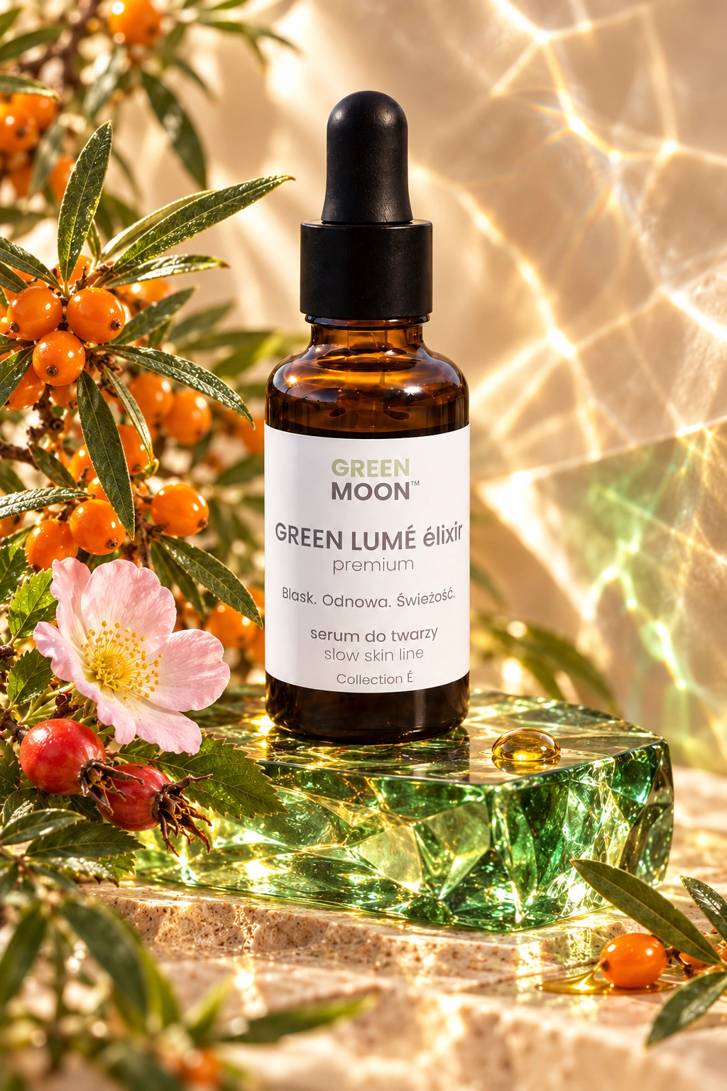 Serum z roślinnym retinolem i witaminą E do skóry dojrzałej GREEN LUMÉ élixir premium Green Moon