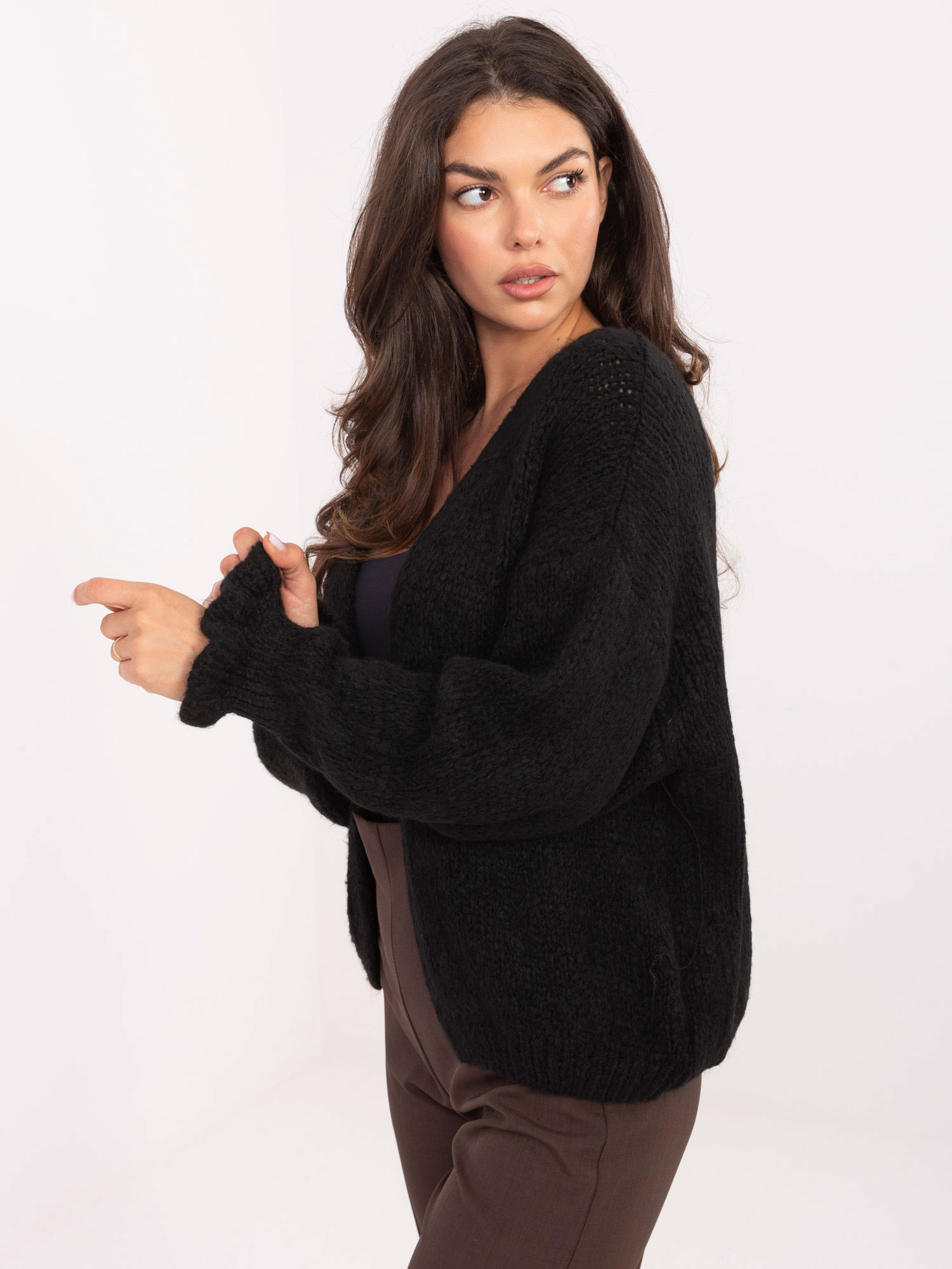 Sweter kardigan oversize czarny