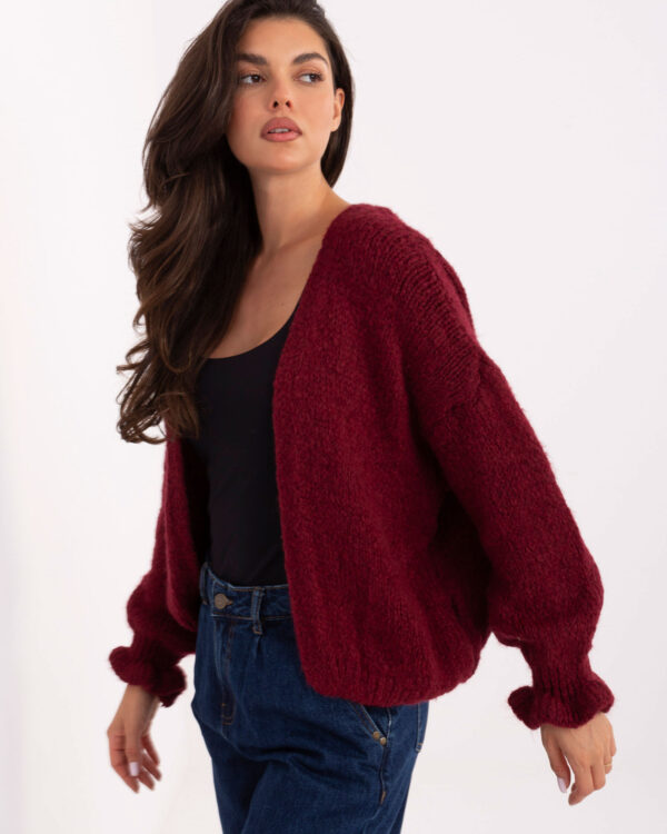 Sweter kardigan oversize bordowy