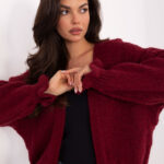 Sweter kardigan oversize bordowy