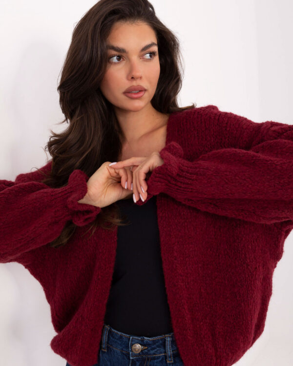 Sweter kardigan oversize bordowy